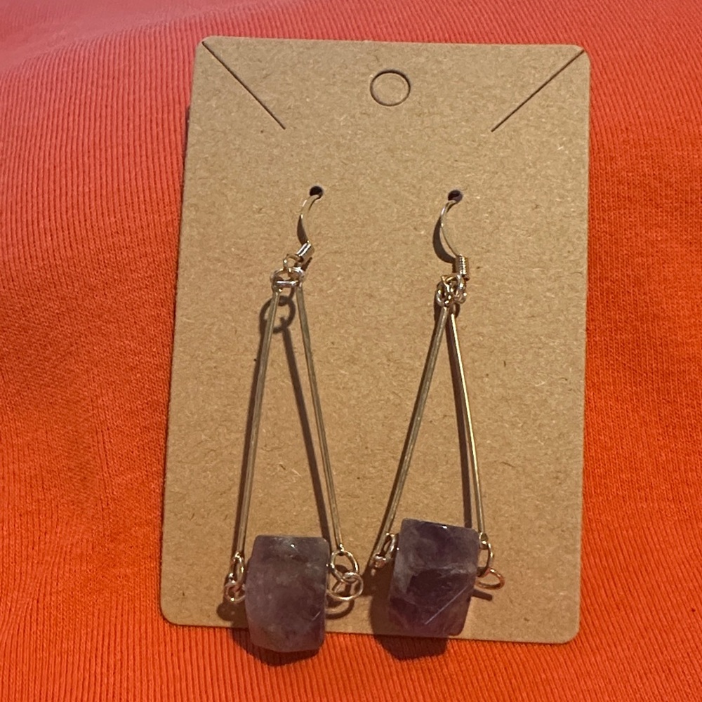 Elegant Gold and Purple Dangle Earrings